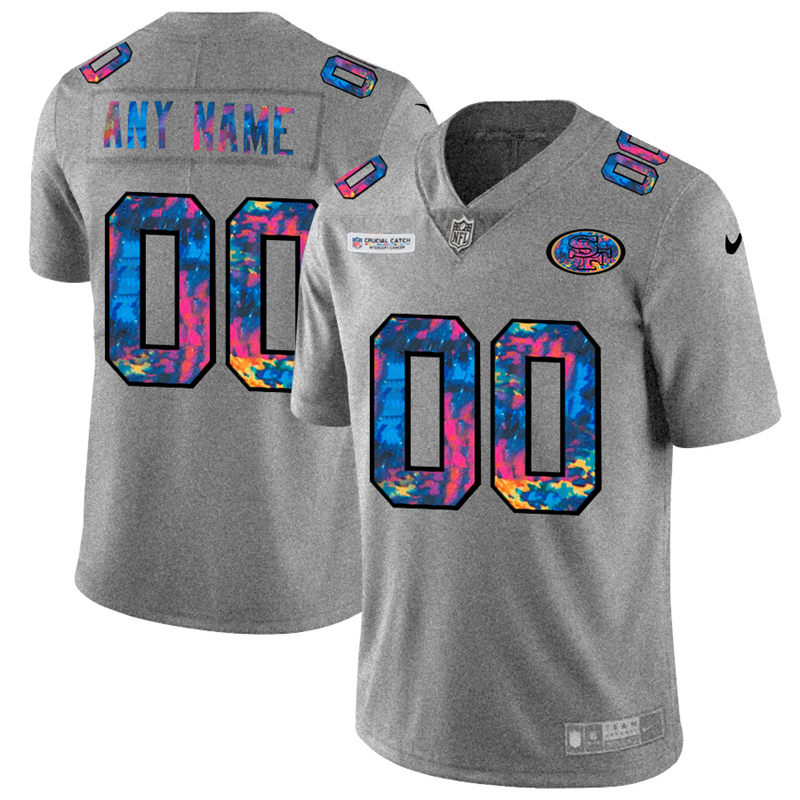 San Francisco 49ers Custom Men Nike MultiColor 2020 NFL Crucial Catch Vapor Untouchable Limited Jersey Greyheather